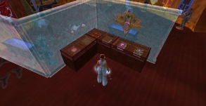 EQ2: books in display cabinets